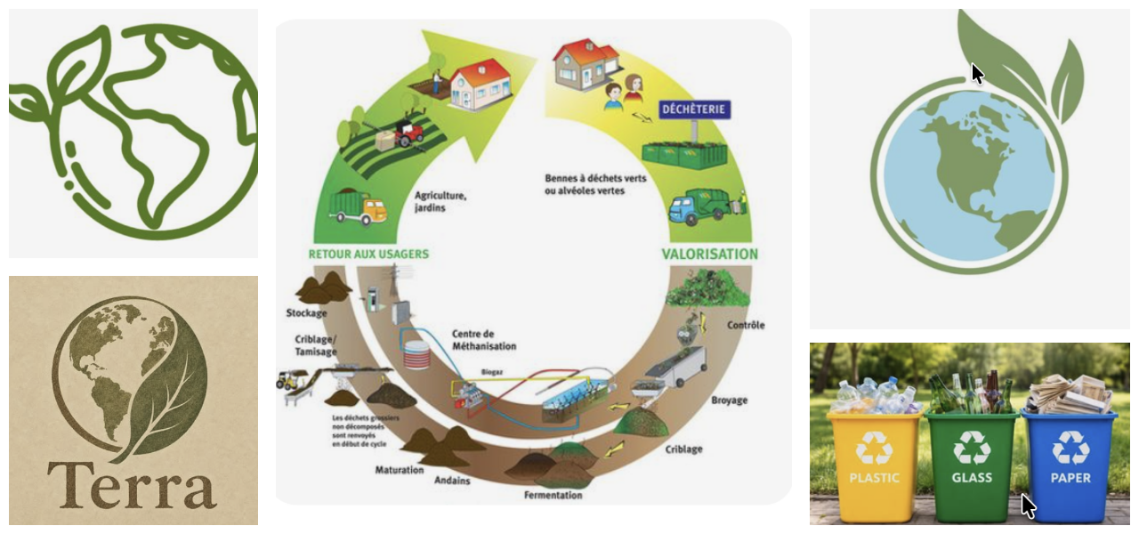 Moodboard Terra Nova identité visuelle écologique nature recyclage